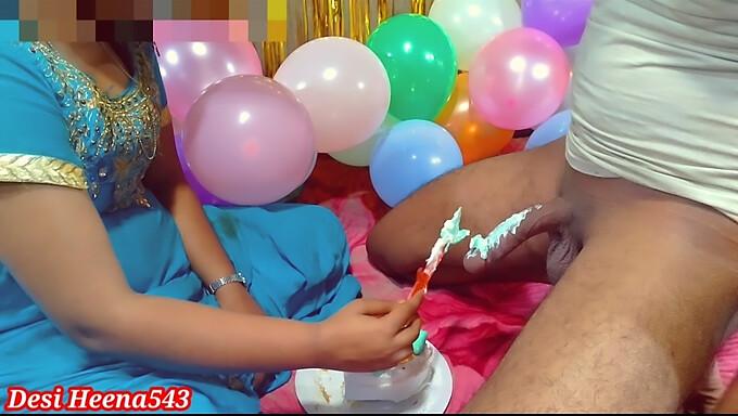 Husband And Wife Celebrate Desi Heena'S Birthday With A Handjob And Creampie